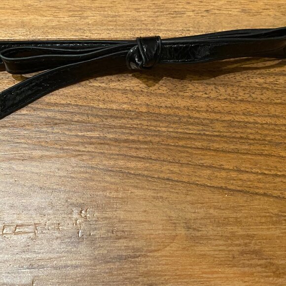 Bebe Black Skinny Bow Belt Size M/L - Picture 2 of 8